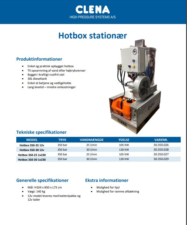 CLENA Hotbox stasjonær